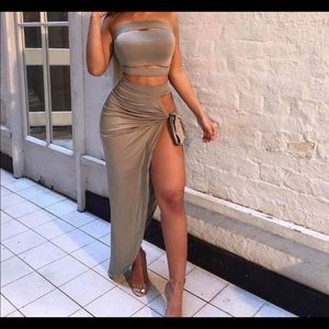 Oh Polly Light Khaki Two Piece Set